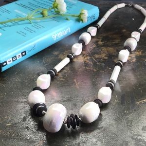 Vintage Chunky White and Black Necklace
